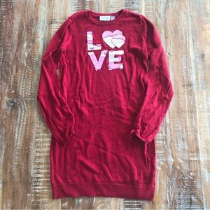 Children’s Place LOVE flip sequin red sweater dress